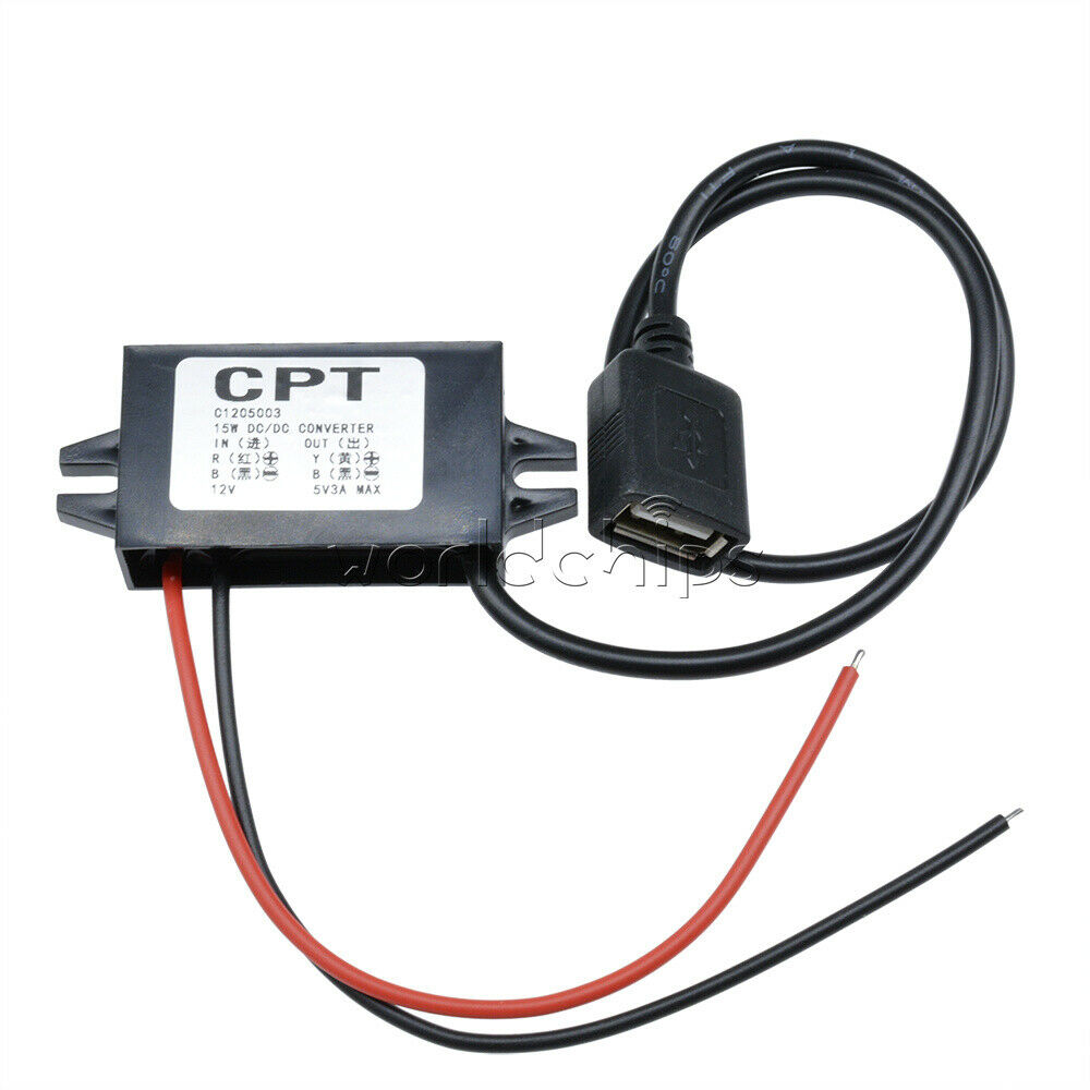 DC 12V to 5V 3A 15W Type A USB Output Power Adapter DC Converter Module