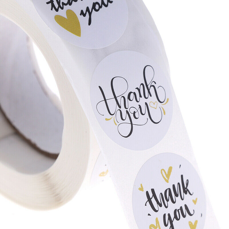 500* Thank You Stickers Hand Made With Love Labels Round-Heart Business S.l8