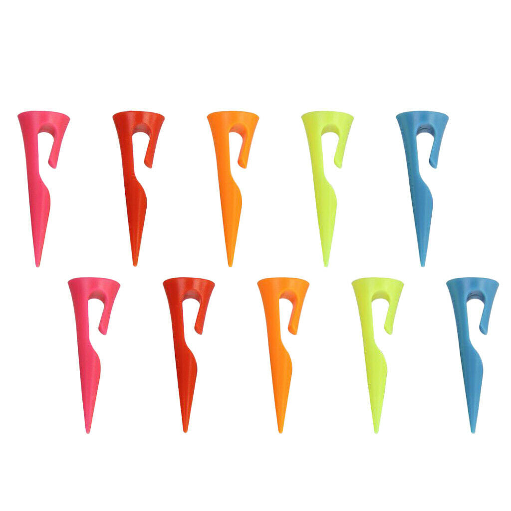 10 Piece Portable Colorful Golf Tees with Hook Clip for Easy Carrying 42.5mm