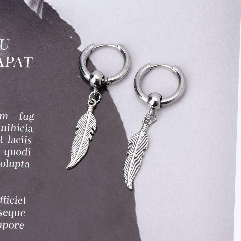 Korean Jewelry Hip Hop kpop Drop Earrings Leaf Pendant Dangle Chain Earrings