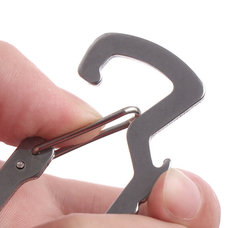 Survival Multi Tools Carabiner Key Chain Keyring Travel Bottle Opener Cap.l8