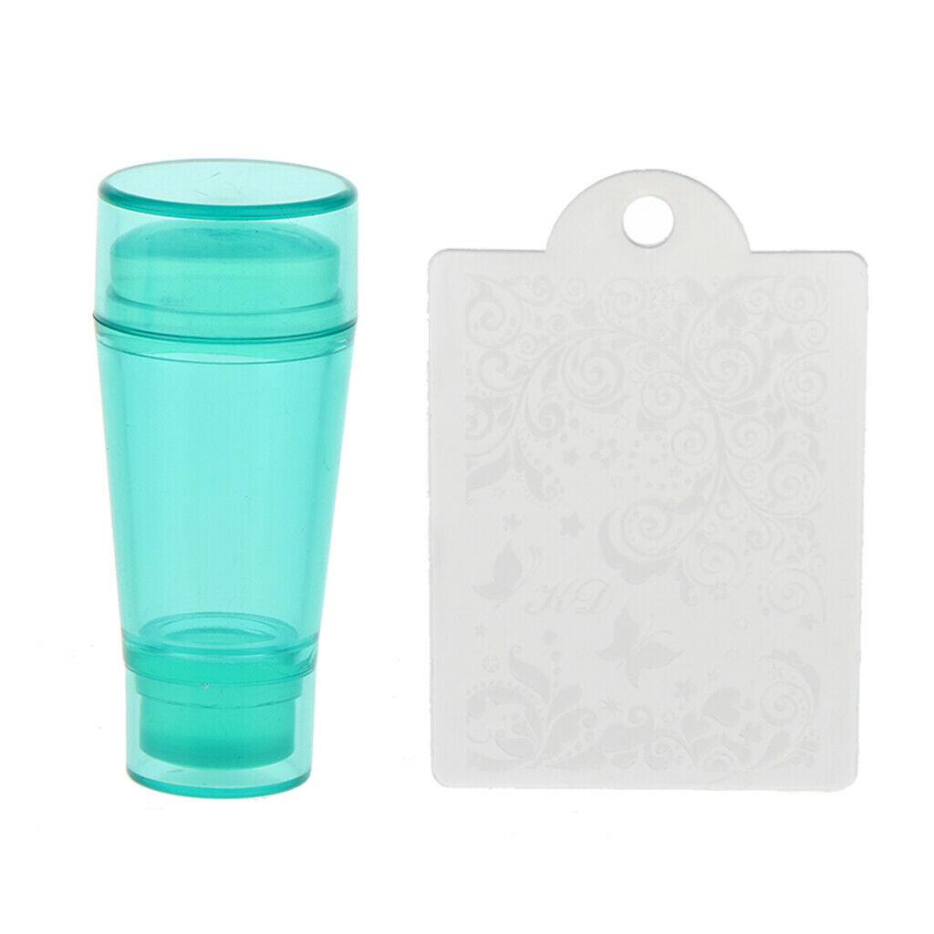 Nail Art Stamping Stamper Kit With Image Plate Manicure Tool DIY Green