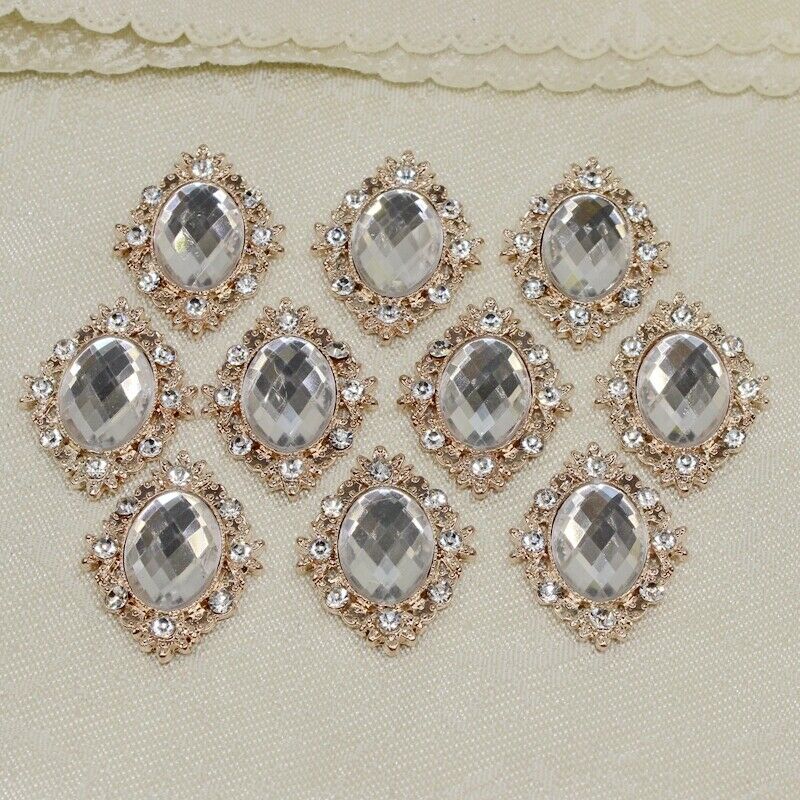 10x Crystal Rhinestone Button Flatback Cabochon Embellishments for Scrapbooking