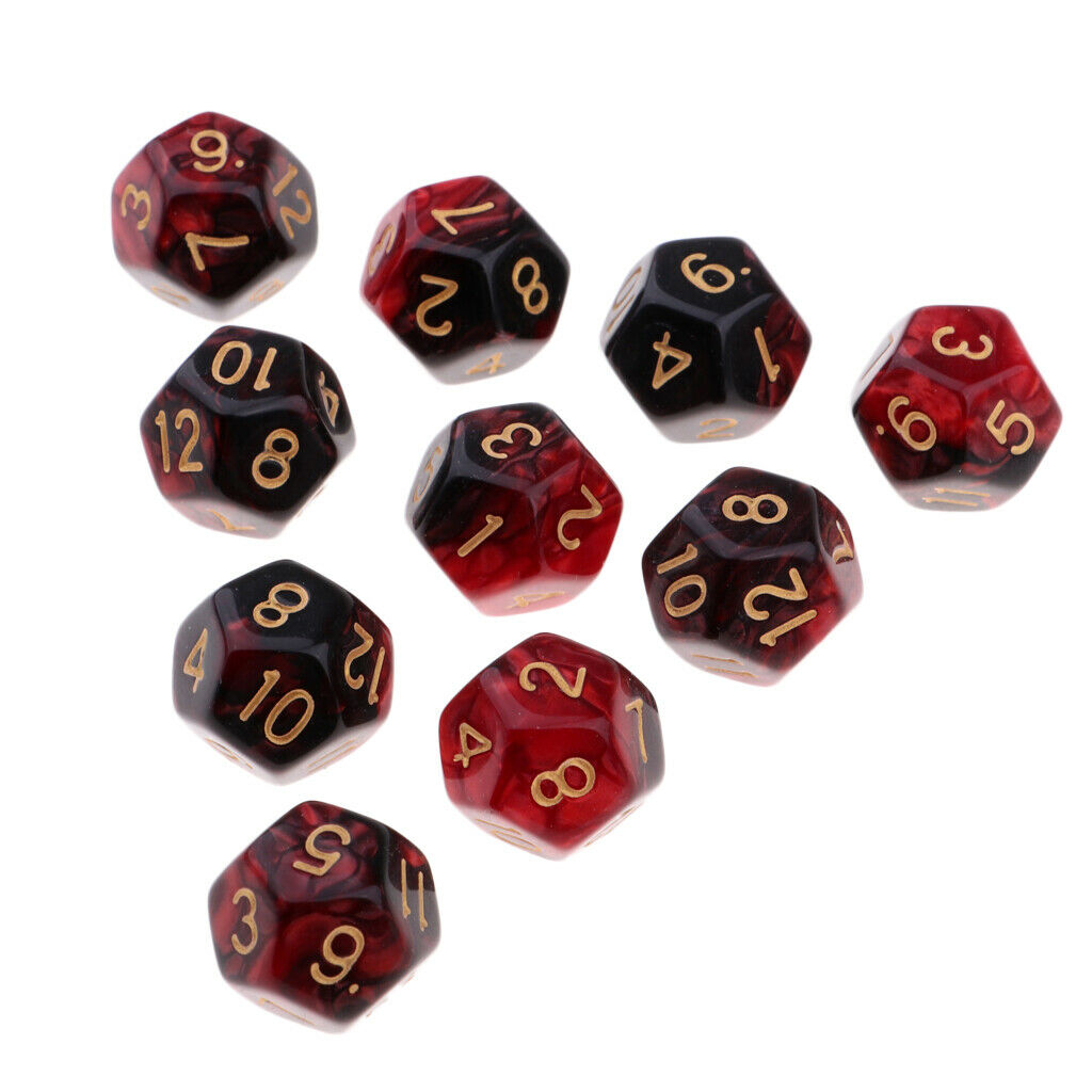 Multi-sided Dice Polyhedron Dice D12 for D&D TRPG Table Game  Black