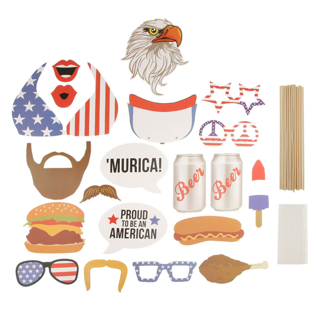 20 Pieces Funny USA Independent Day Photo Booth Prop July 4th Party Decor