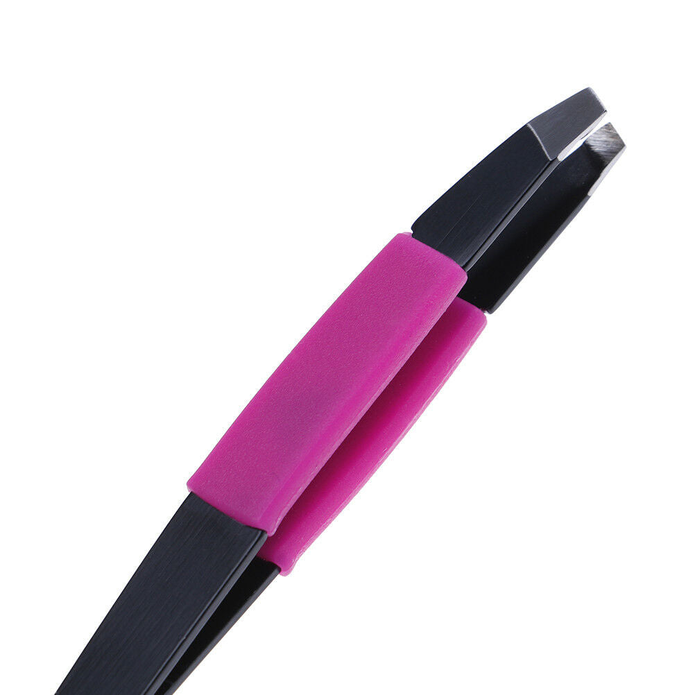 Eyelash eyebrow hair lady make up removal slanted stainless steel tweezer.l8
