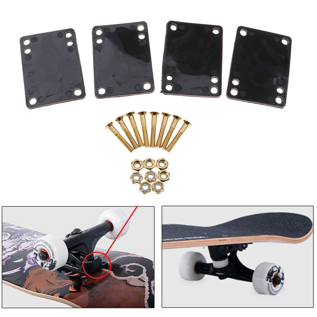 Skateboard Riser Pads Longboard Rubber Shock Pad Trucks Wheel Bolts Screws