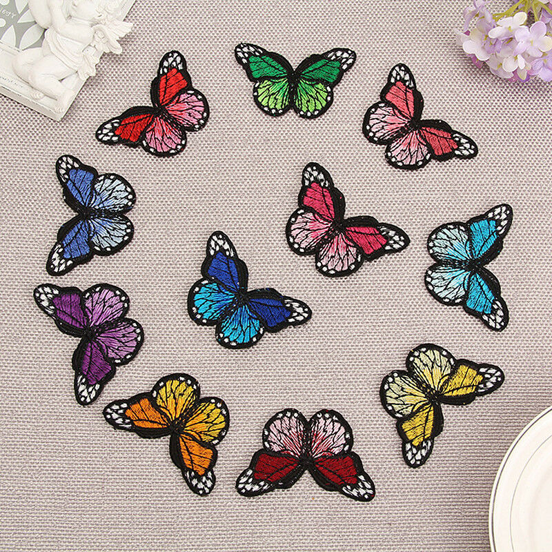 10PCS DIY Embroidery Butterfly Badge  Sew On Patch Embroidered Fabric Applique