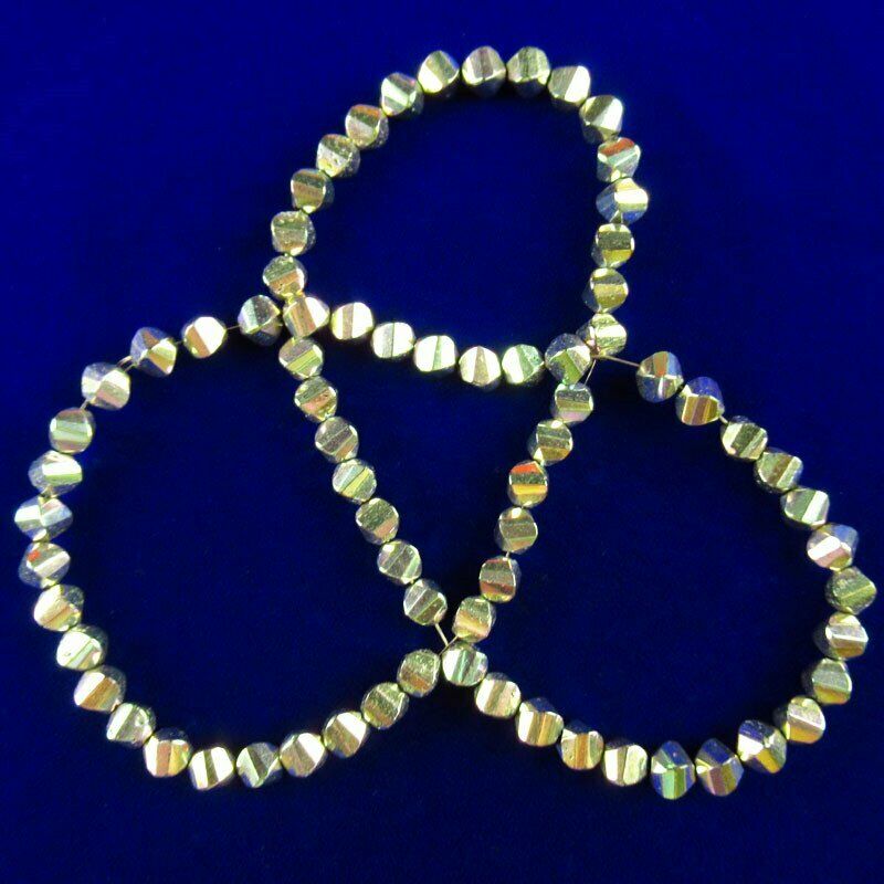 5x5mm Faceted Light Rainbow Hematite Drum Pendant Loose Bead 15.5 inch A-377TS
