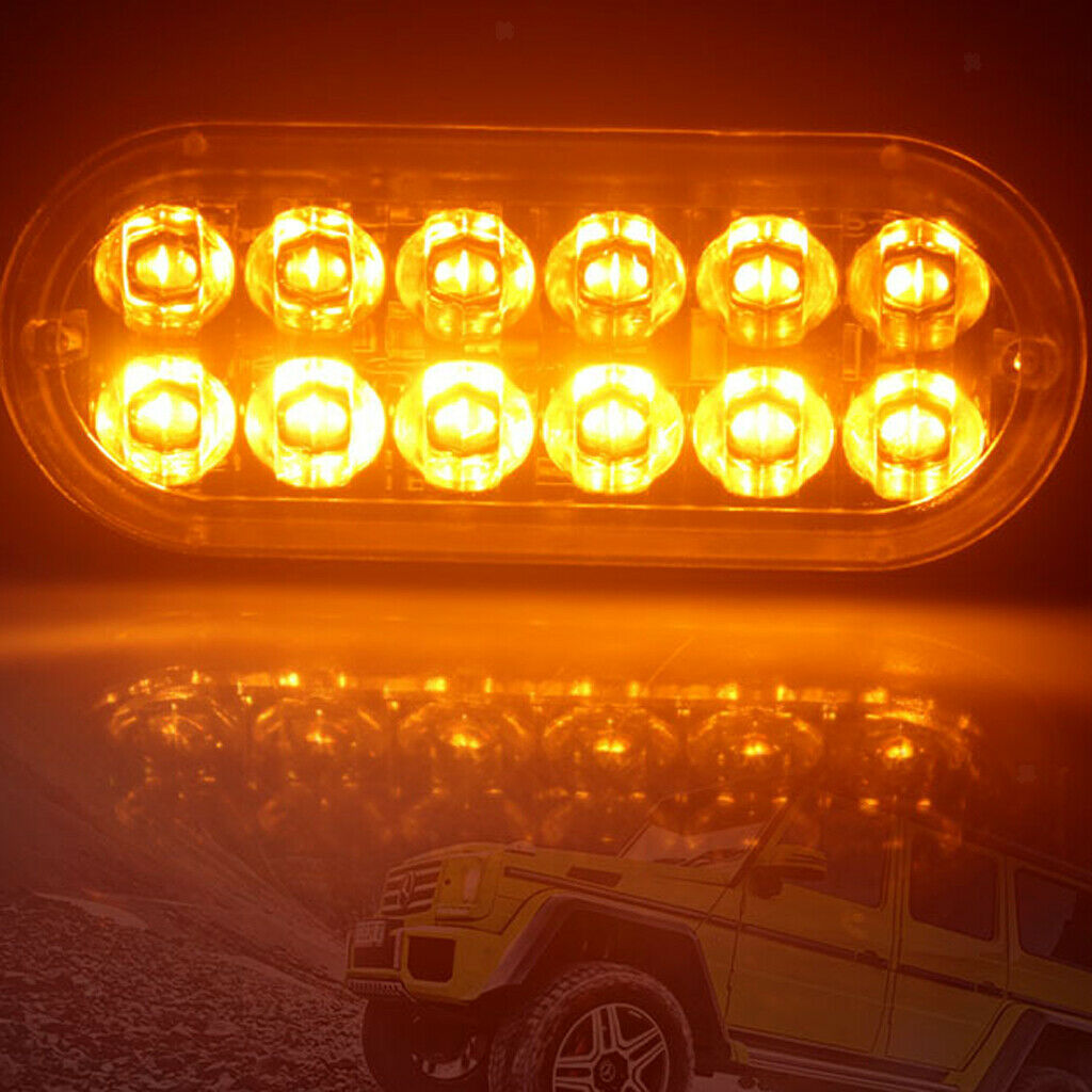 12-24V 36W Car SUV Hazard 12 LED Amber Strobe Flash Light Bar w/ Screws IPX4