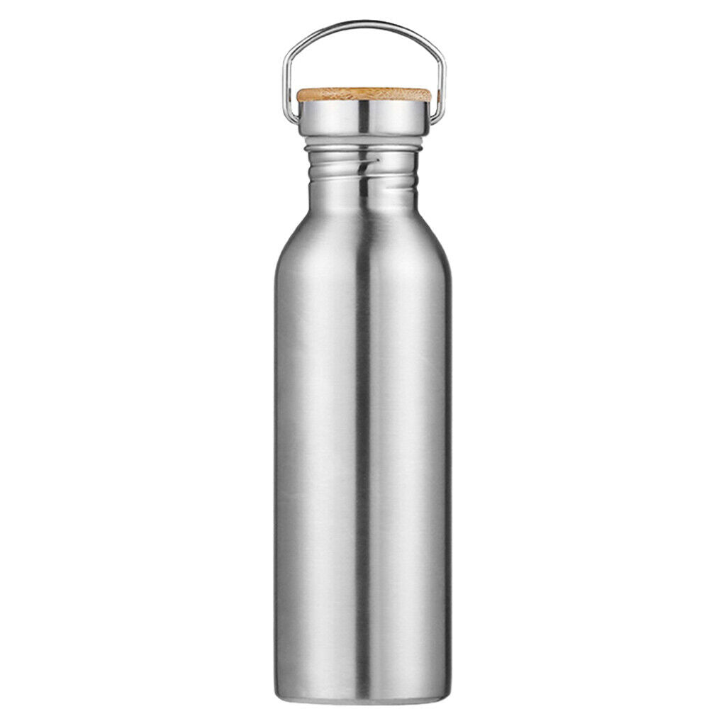 Stainless Steel Water Bottle Jug for Sports Bamboo Lid 600 & 750ML BPA Free