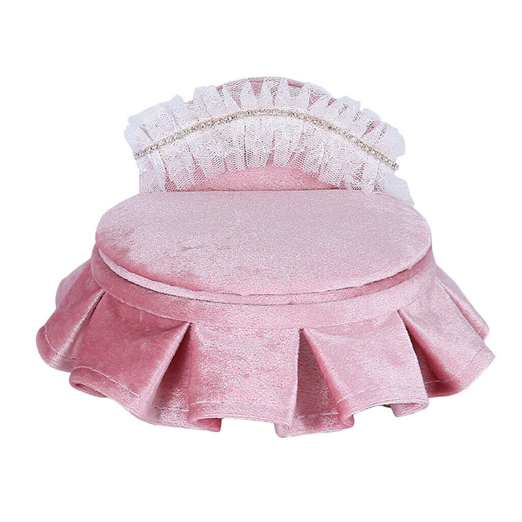 Pink Round Bed Chair Jewelry Box Mini Furniture Earrings Rings Display Tary