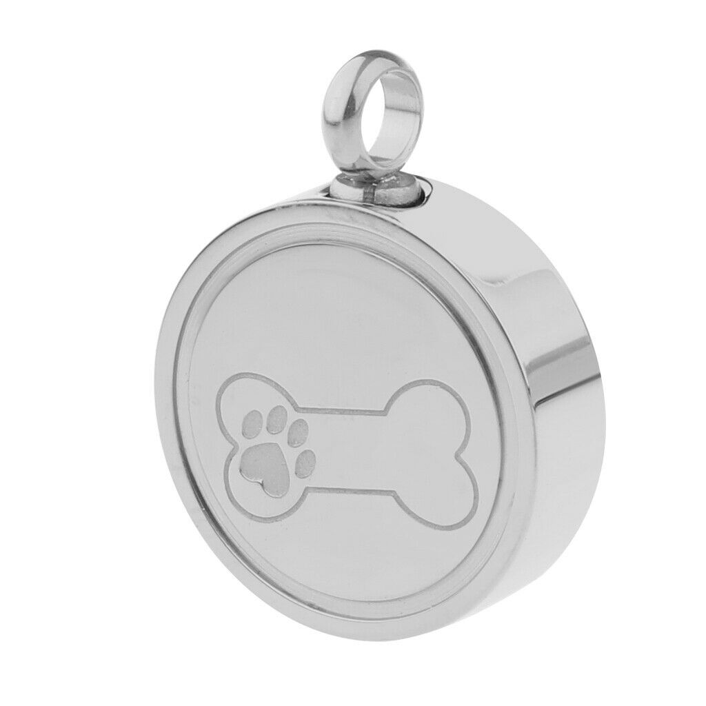 3 Pieces Stainless Steel Bone Paw Round Cremation Keepsake Urn Pendant DIY