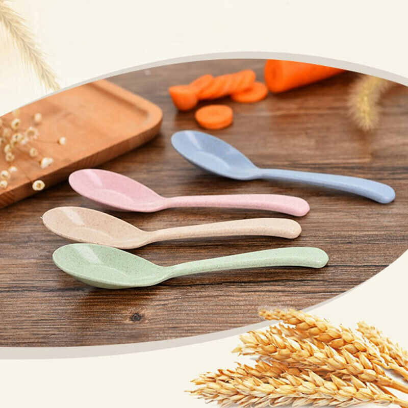 4PCS Colourful Eco-Friendly Wheat Straw Spoons smooth texture wheat straw sp Qx