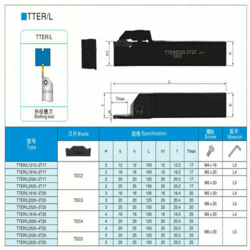 TTER1616-2T17 Lathe Turning Tool grooving cutting holder +TDC2 TT9080 2mm insert