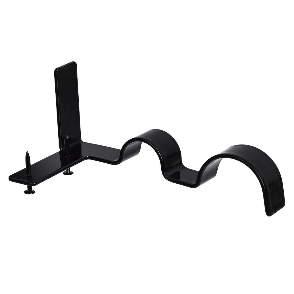 2x Curtain Brackets Metal Curtain Rod Holder Wall Rod+Screw Double_Black