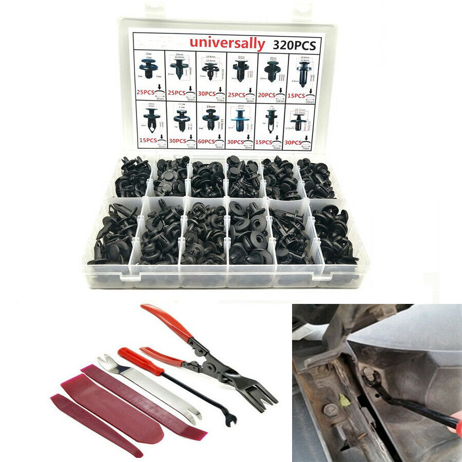 320Pcs Car Mixed Fastener Clip Screws w/ 6Pcs Remove Repair Tool Kits Universal