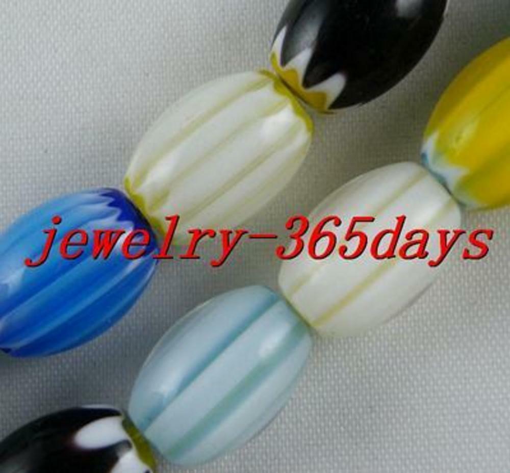 40pcs Glass Barrel Shaped Mixed Spacers 10x14mm P335