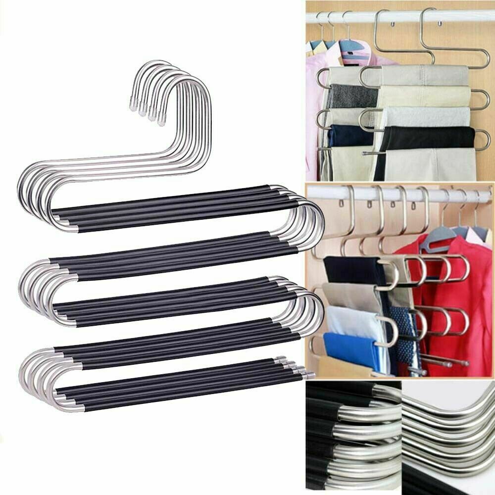 5-Layers MultiPurpose Hangers Magic Non-Slip S-Shaped Hangers Closet Space Saver