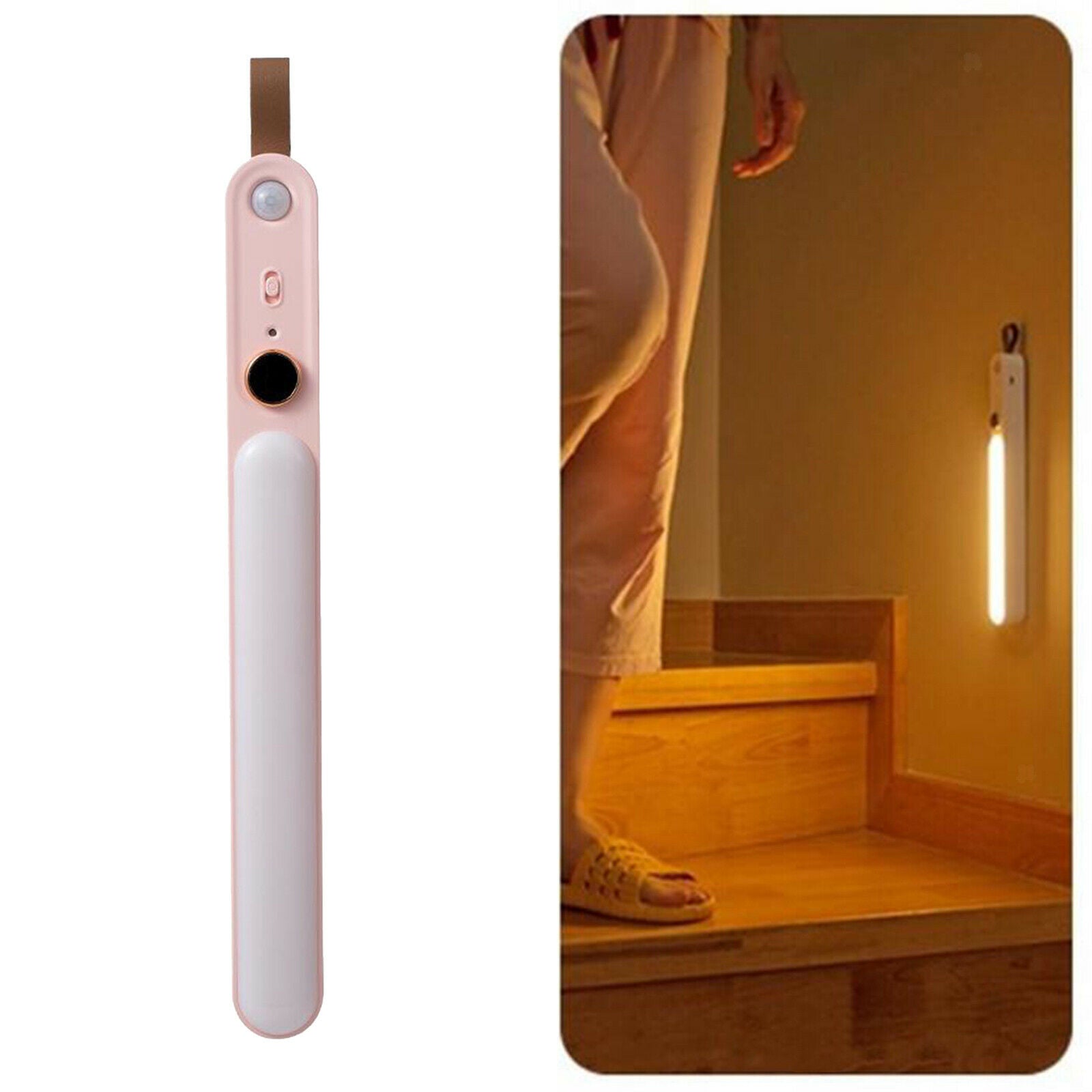 LED USB Cabinet Night Light Motion Sensor Stick Closet Lamp Indoor Pink