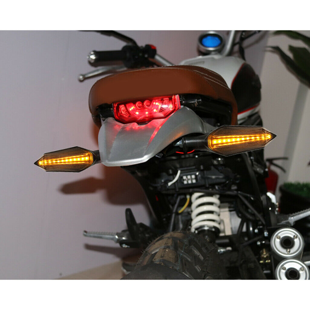 1 Pair Dual Color LED Motorcycle Turn Signal Lights Amber Flashing Turning