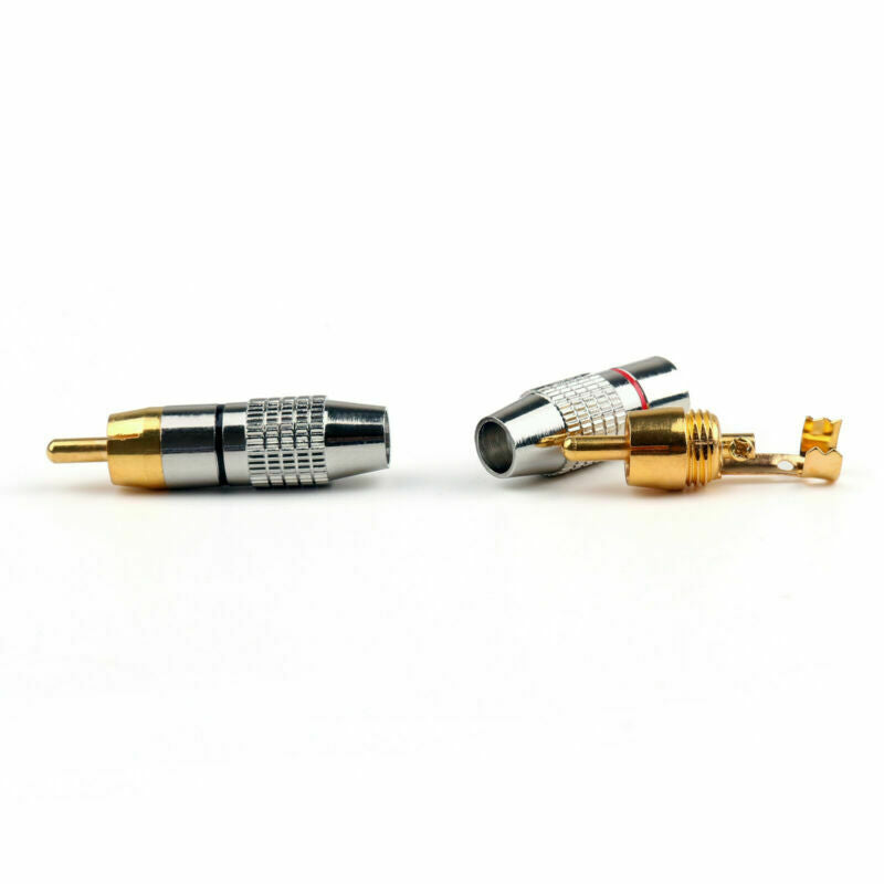 10 Pcs RCA Plug Audio Video Locking Cable Connector Red + Black Adapter B5A