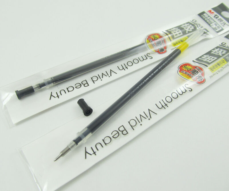 10pcs M&G MG-6100 0.38mm Pipe Refills for APG63201 Gel Ink Pen Financial Use BLK