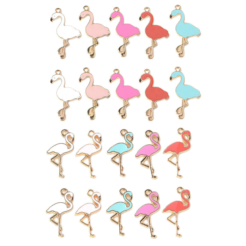 10pcs DIY Earring Making Charms Flamingo Pendants Jewellery Making Finding