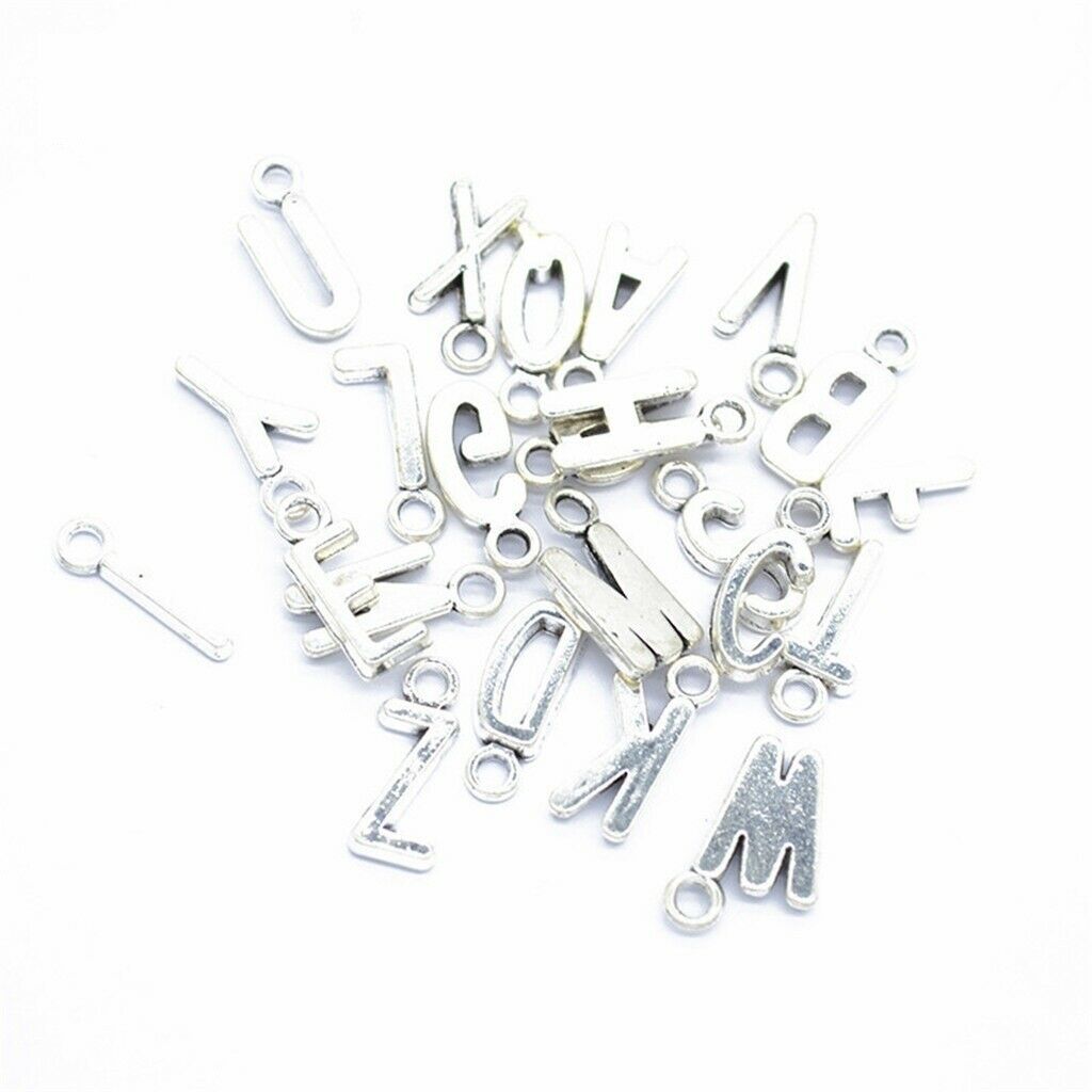78 Pieces Alloy A-Z Alphabet Letter Charms Necklace Pendant