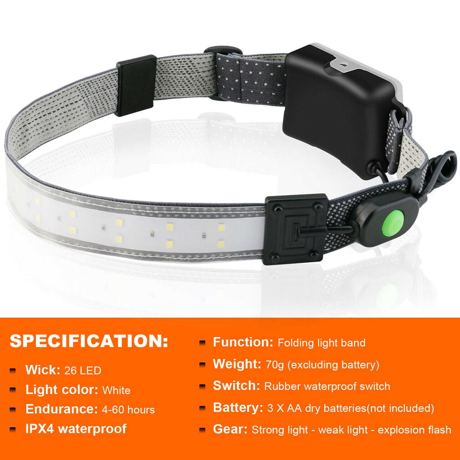 LED Headlamp Flashlight Head Torch Light 3 Mode Adjustable Head Lamp Waterproof