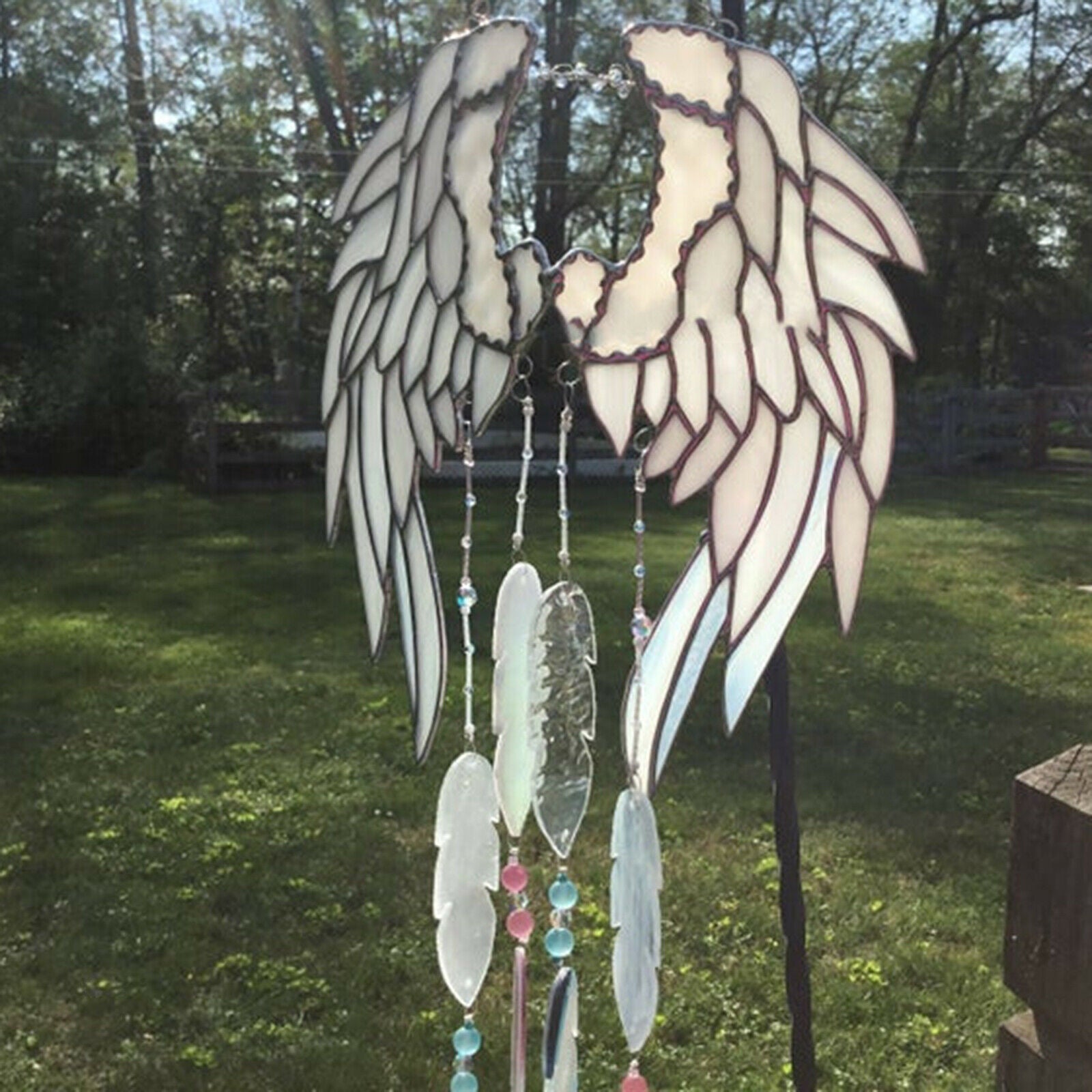 2x Angel Wings Wind Chimes Suncatcher Mobile Garden Decor Outdoor Decoration
