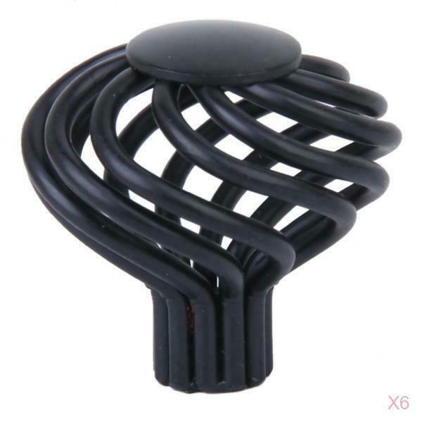 6pcs 34mm Round Bird Cage Wardrobe Cabinet Cupboard Door Drawer Handle Knob DIY
