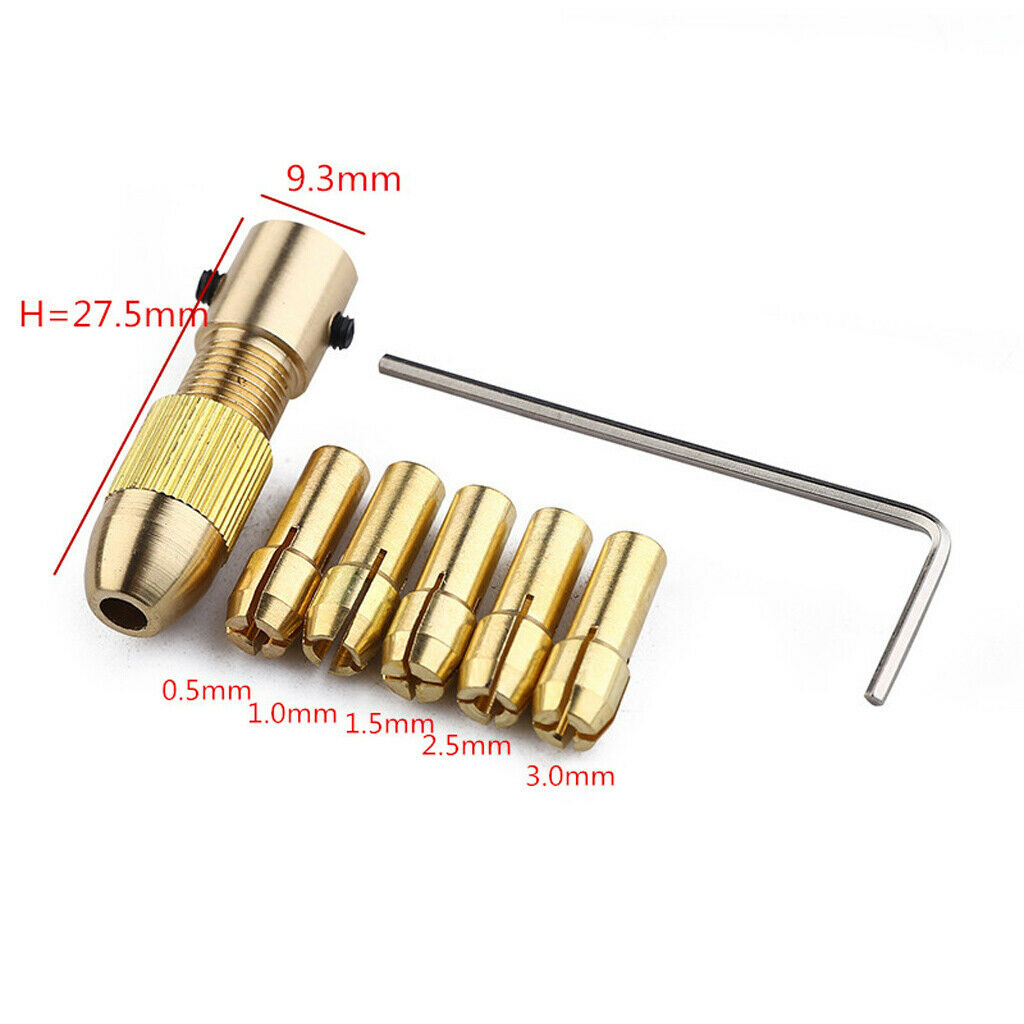 9pcs Drill Bit Collet Chuck Tool Axis Copper   Micro Twist 0.5-3mm Collet