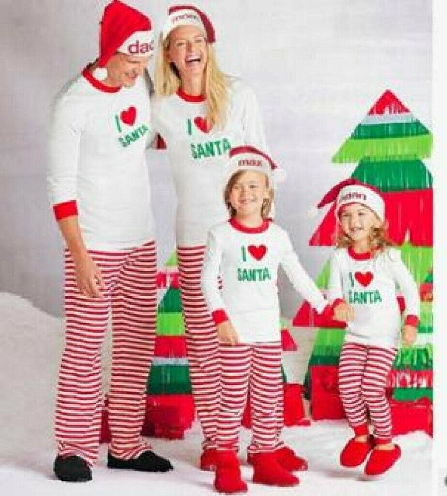 Matching Christmas Pajamas XMAS Women Kids Baby SANTA Sleepwear Nightwear Home