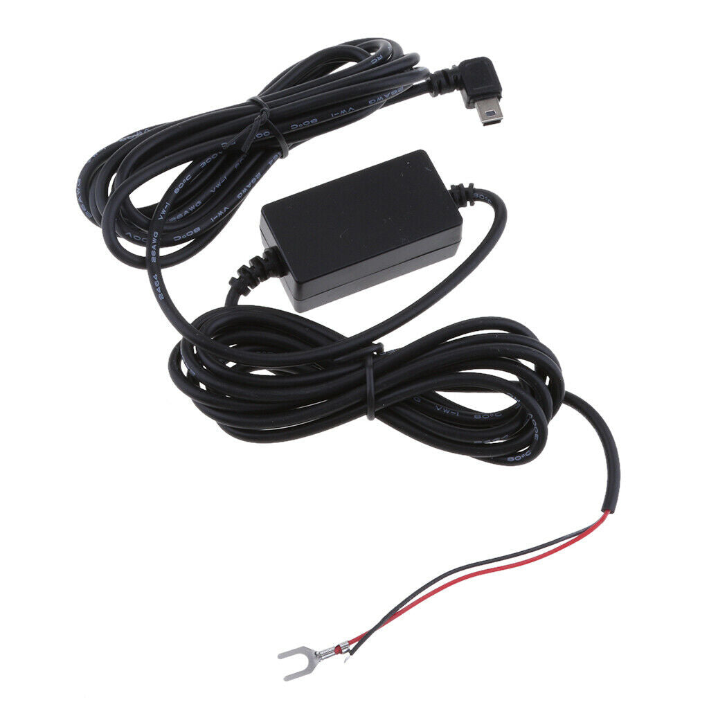 2Pieces Car Dash Cam Hardwire Kits 12/24V to 5V 1.5A Mini USB Angled Cable