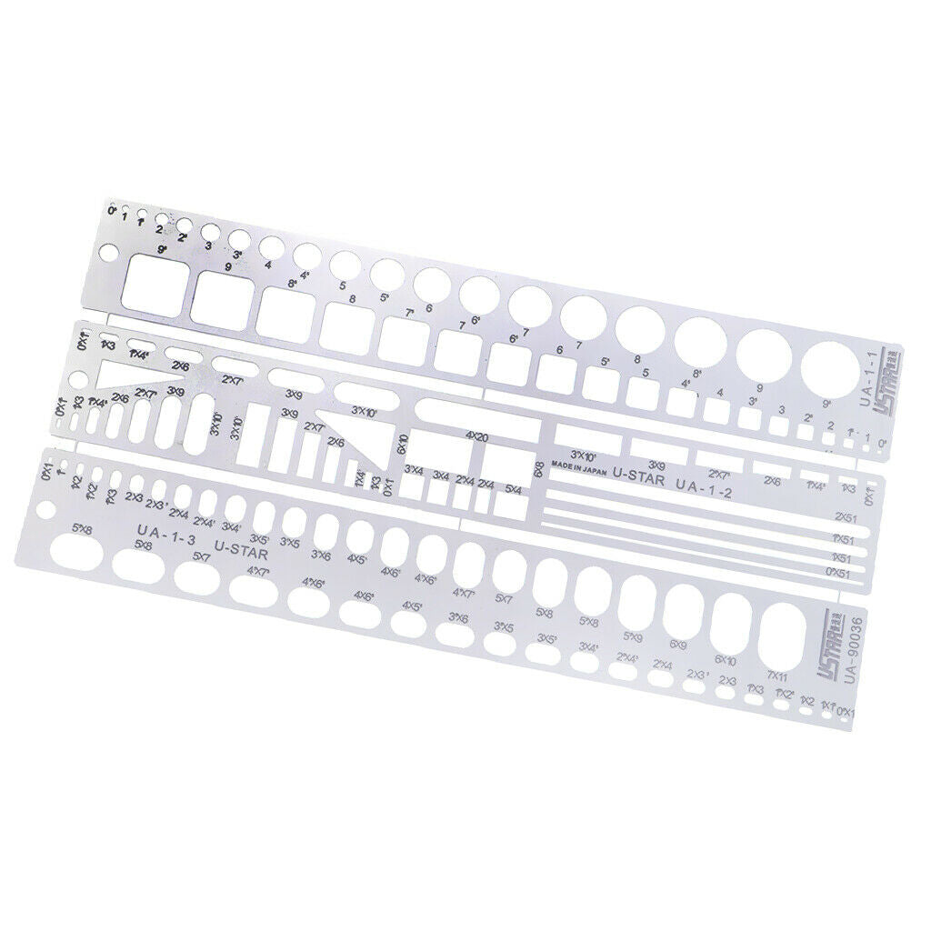 13.2cm Metal Hollow Out Modeling Engraved Scribe Line Aircraft Tools Ruler Kit