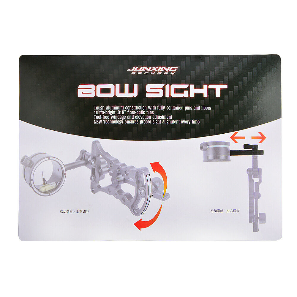 Single Pin Compound Bow Sight 1 Pin 0.019" Adjustable Archery Hunting Shooting