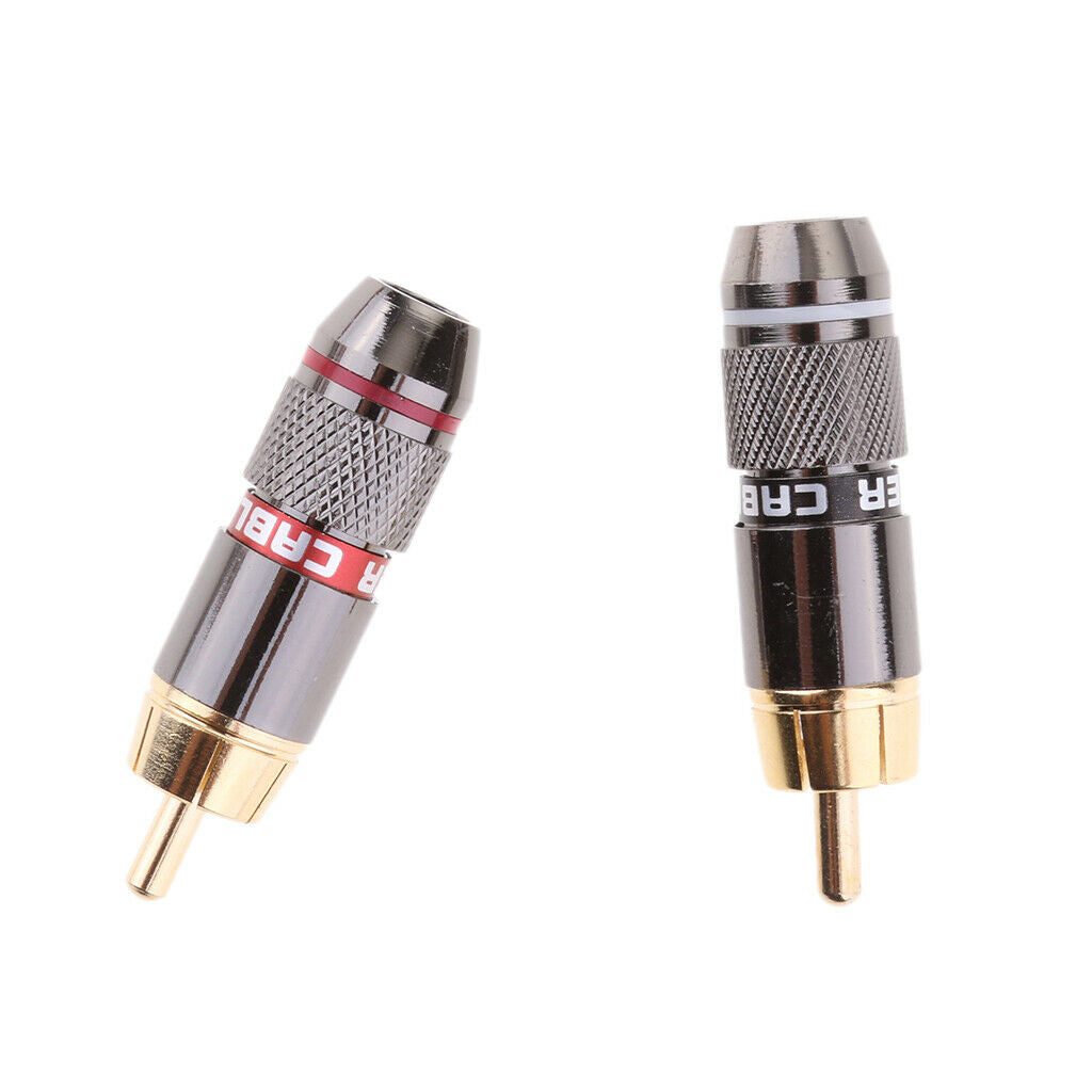 Set of 2 Copper RCA Phono Male Plug Solder Connector Audio Adapter Audio Plug AV