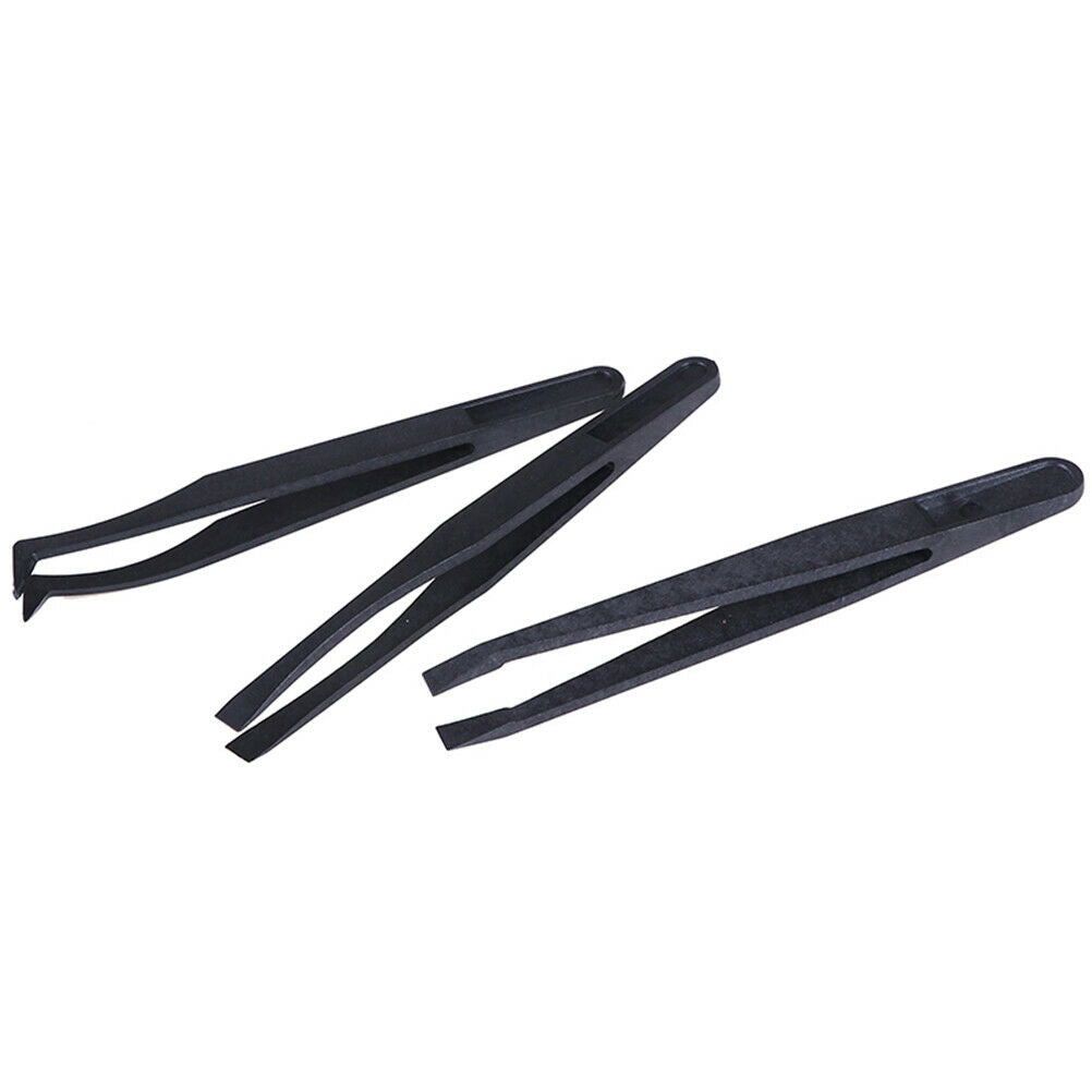 6Pcs Black anti static tweezers heat resistant plastic tweezers set craft.l8