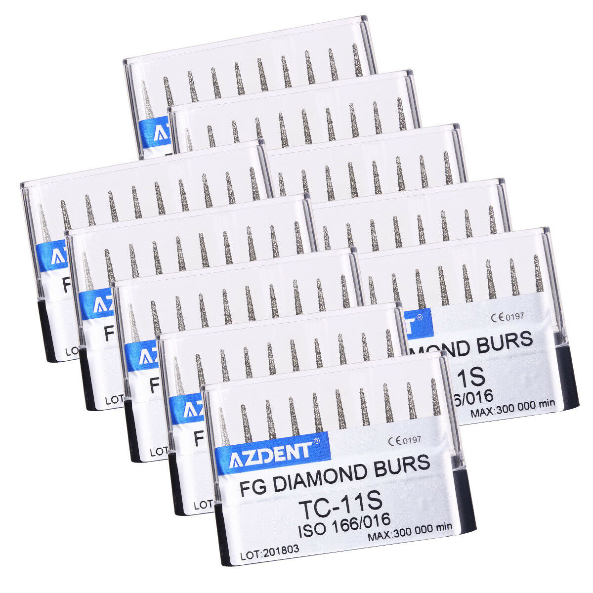 100Kit Dental Diamond Burs TC-11S Taper Cone Tip for High Speed Handpiece AZDENT
