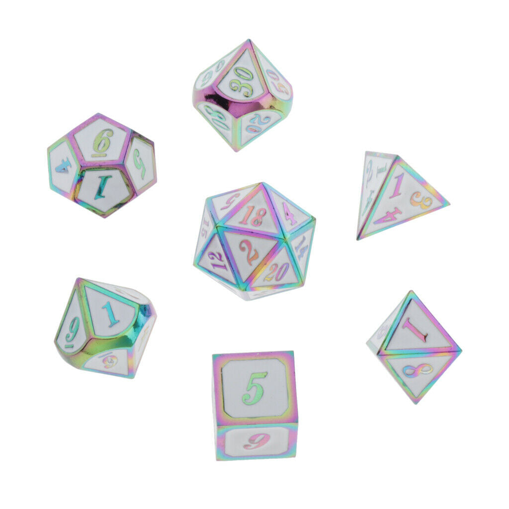 7pcs Premium for Dragon Scales DnD D&D Pathfinder Board Games Rainbow White