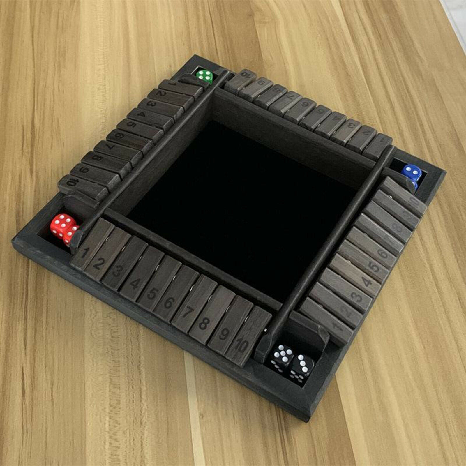Traditional Wood Deluxe 4 Sided 1-10 Numbers Shut the Box Dices Table Games