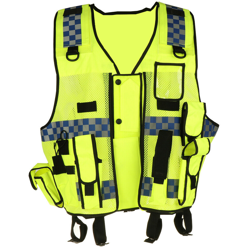 High Visibility Waistcoat Fluorescent Workwear Reflective Safety Vest Zipper