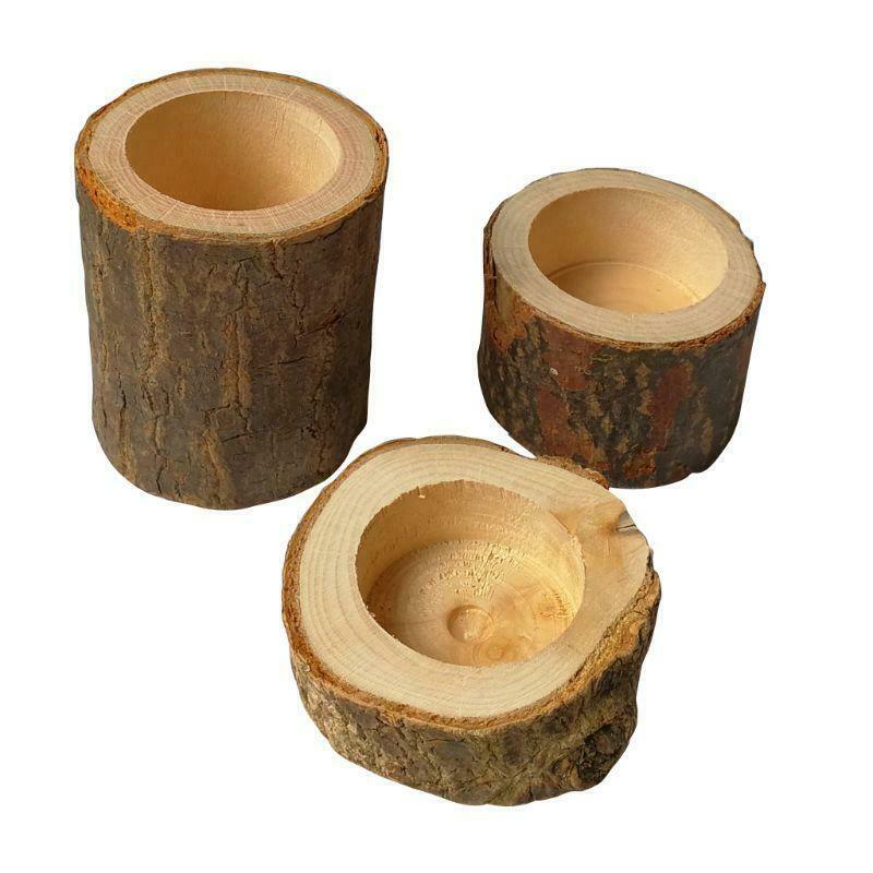 3pcs/set Rustic Wooden Candlestick Tealight Candle Holder Table Decoration Plant