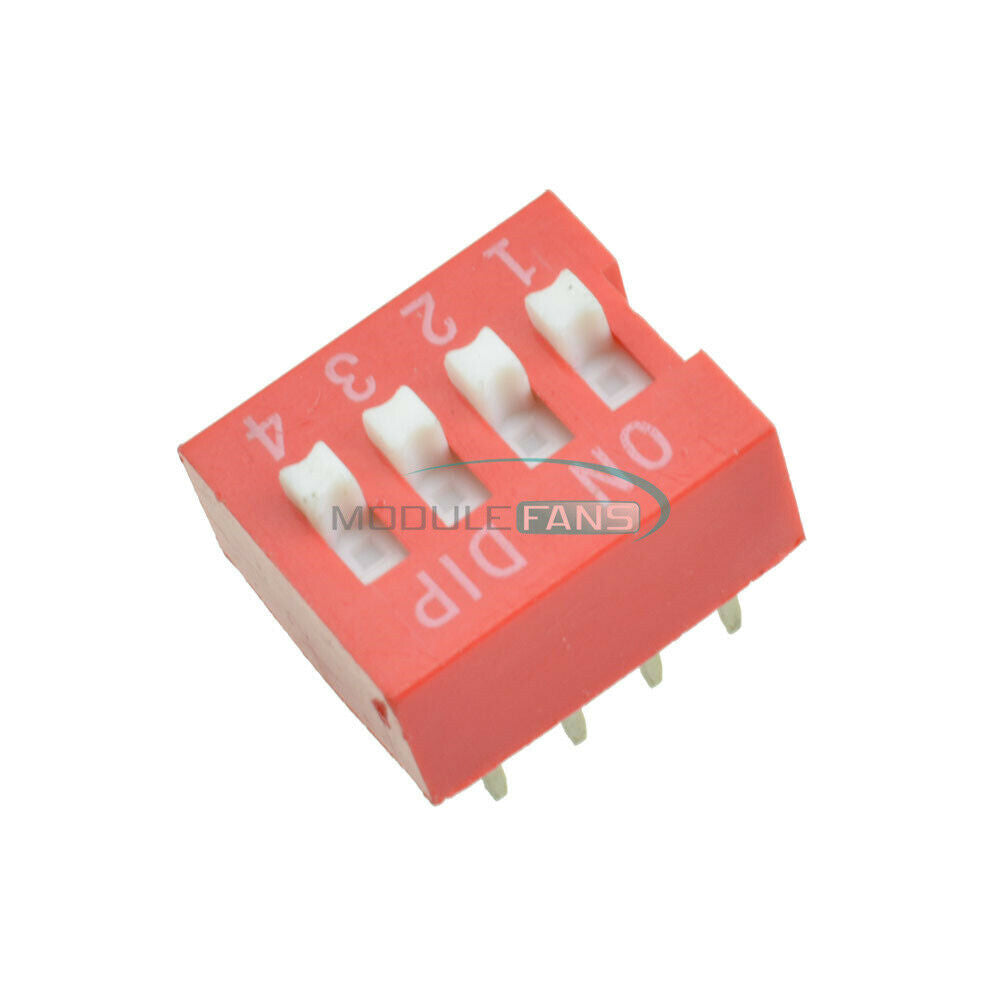 100pcs Red 2.54mm Pitch 4 PositionWay 4-Bit 4P Slide Type DIP Switch Module