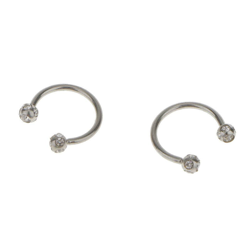 2Pcs Crystal Stainless Steel  Bar Lip Nose Ring Stud Body Piercing