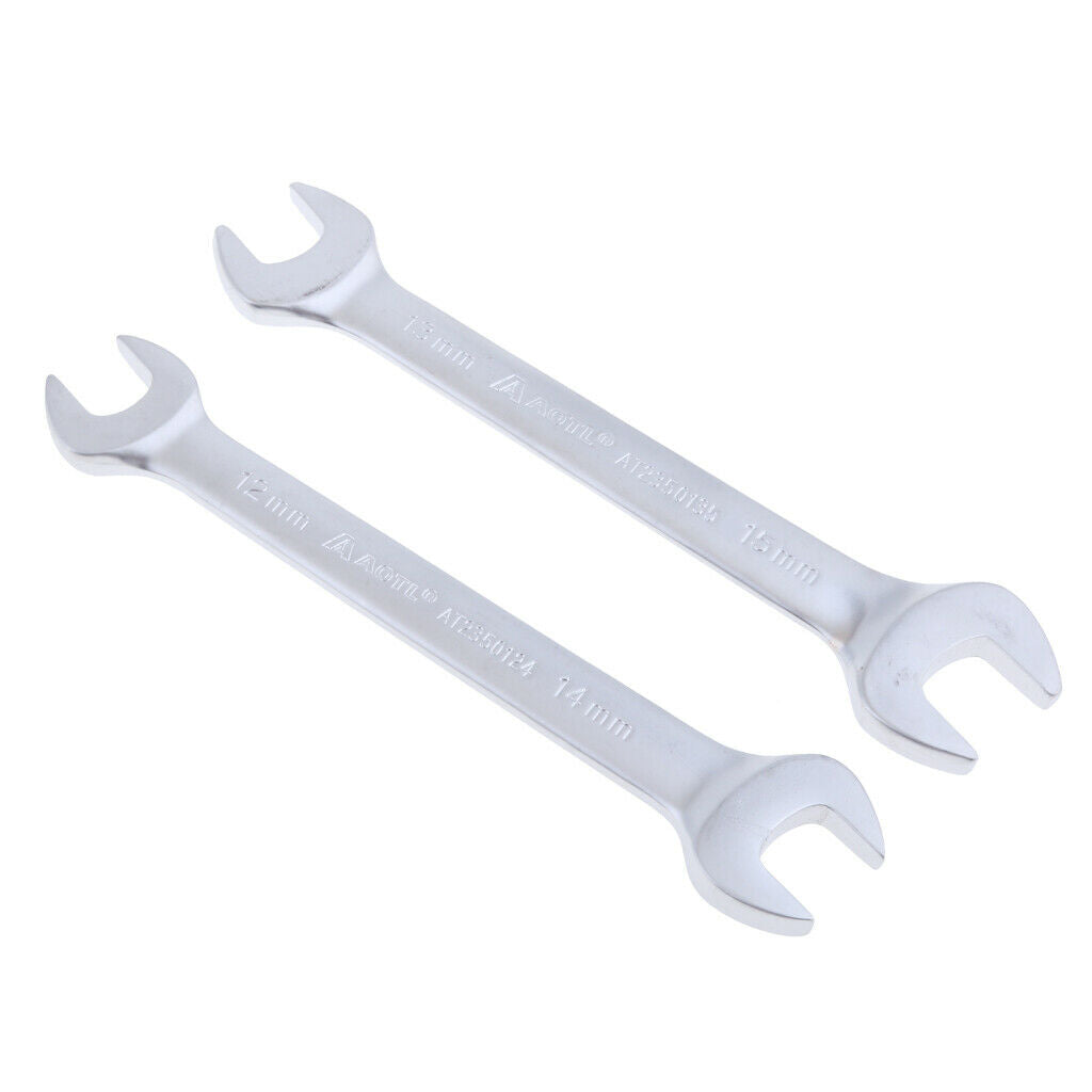 2 Pieces Double Head Open End Wrench Metric 12mm x 14mm and 13mm x 15mm