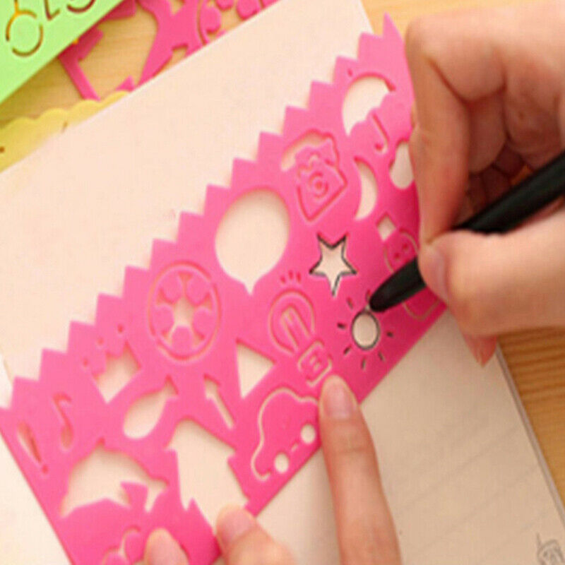 4pcs Stationery Cartoon Cute Manual Board Ruler Child Painting Template D.l8