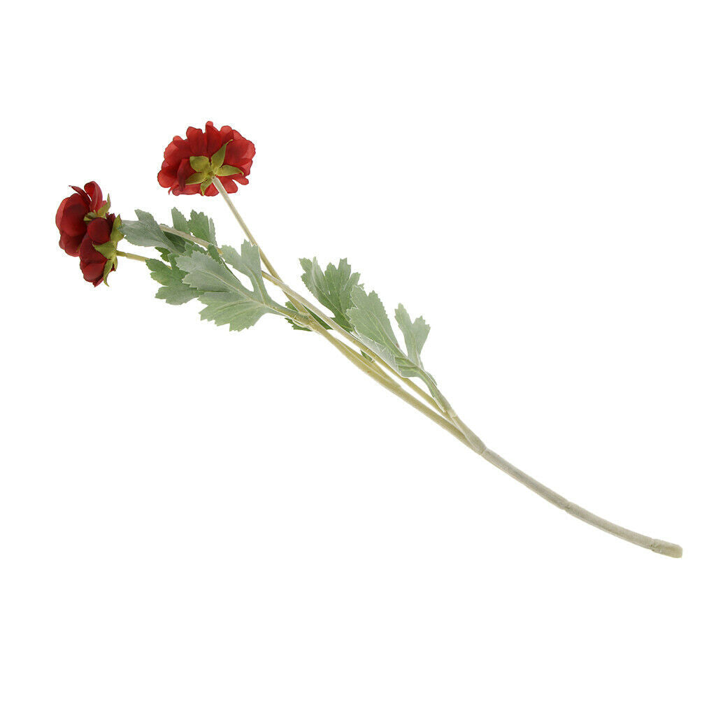 Simulation Flower with Leaves Home Wedding Decor Bridal Bouquet Red