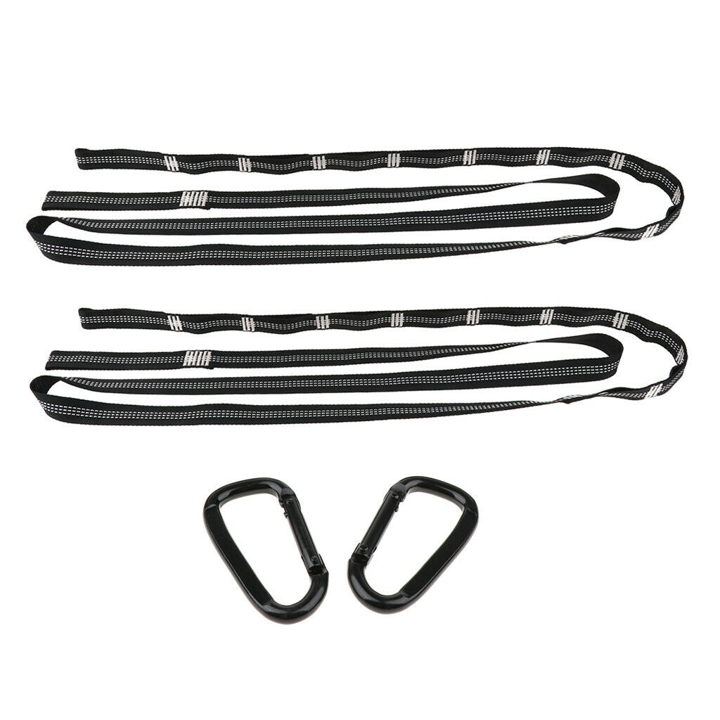 2x Hammock Nylon Rope Tree Swing Straps Hanging 110" with 2 Carabiners 500kg